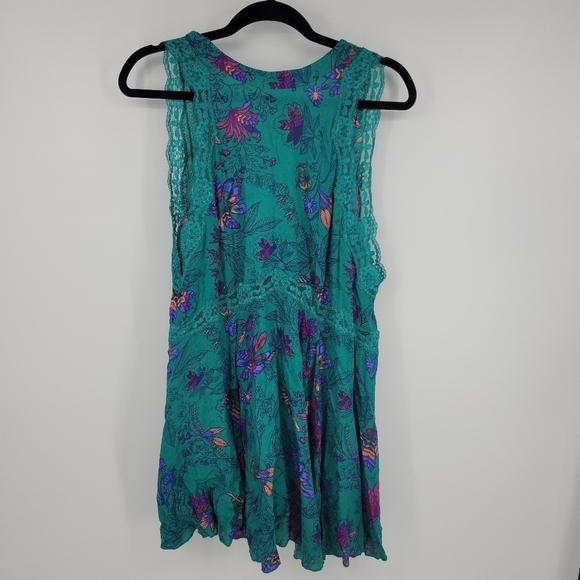 Free People Womens Teal Tropical Floral Chemise Slip Dress Size S.P - Picture 4 of 11